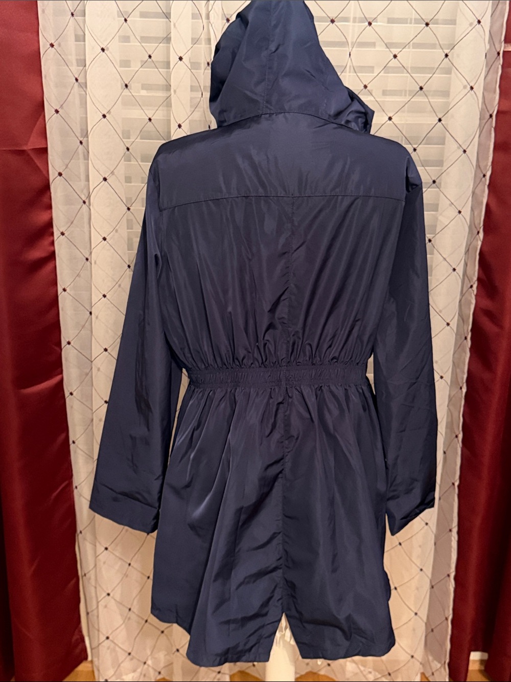 Navy Hooded Wind Breaker with Waist-Definition (142)